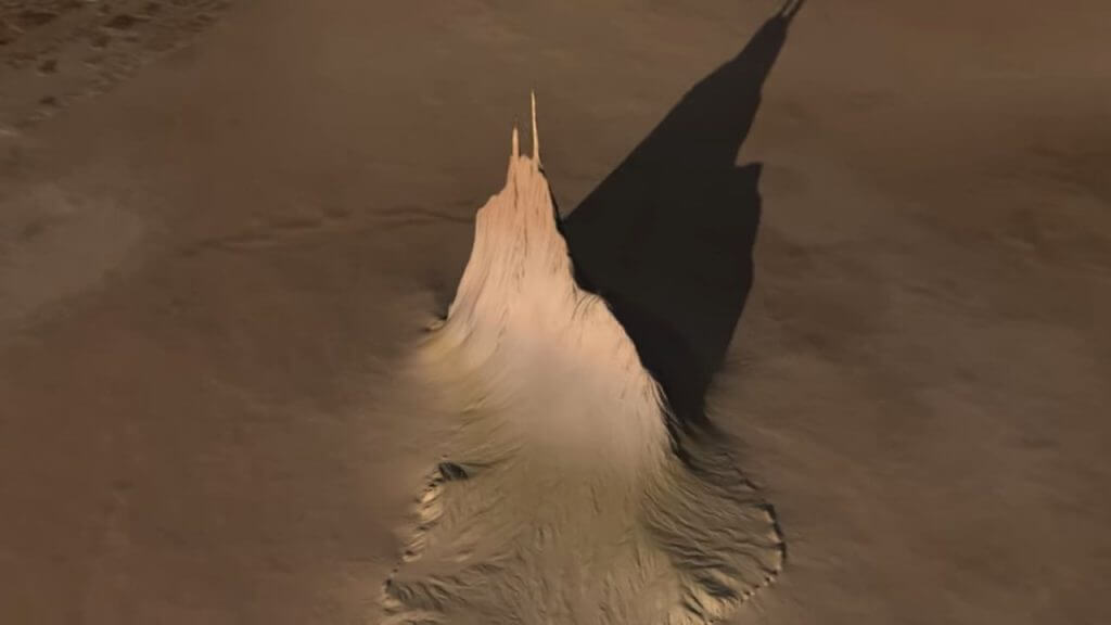 木星の衛星イオにある “スティープル山（Steeple Mountain）” を描いた再現映像