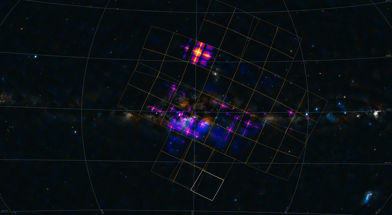 【▲ アインシュタインプローブの観測装置が天の川銀河を捉えているイメージ図（Credit：EPSC, NAO/CAS; DSS; ESO）】