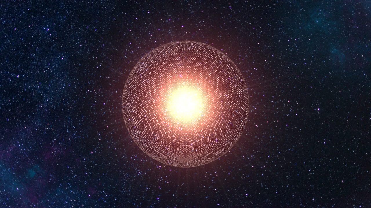【▲ 図1: 完成したダイソン球の予想図。力学的な制約により、ダイソン球は完全な球殻ではなく、連結されていない小さなパーツが無数に恒星を取り囲む構造をしていると予想されます。（Credit: Віщун）】