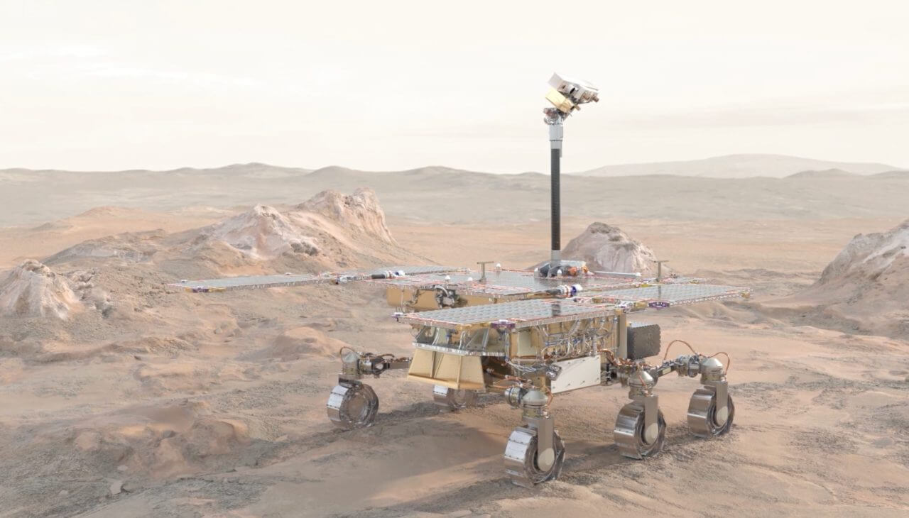 【▲ 火星表面で探査を行う欧州宇宙機関（ESA）の火星探査車「ロザリンド・フランクリン」の想像図（Credit: ESA/Mlabspace）】