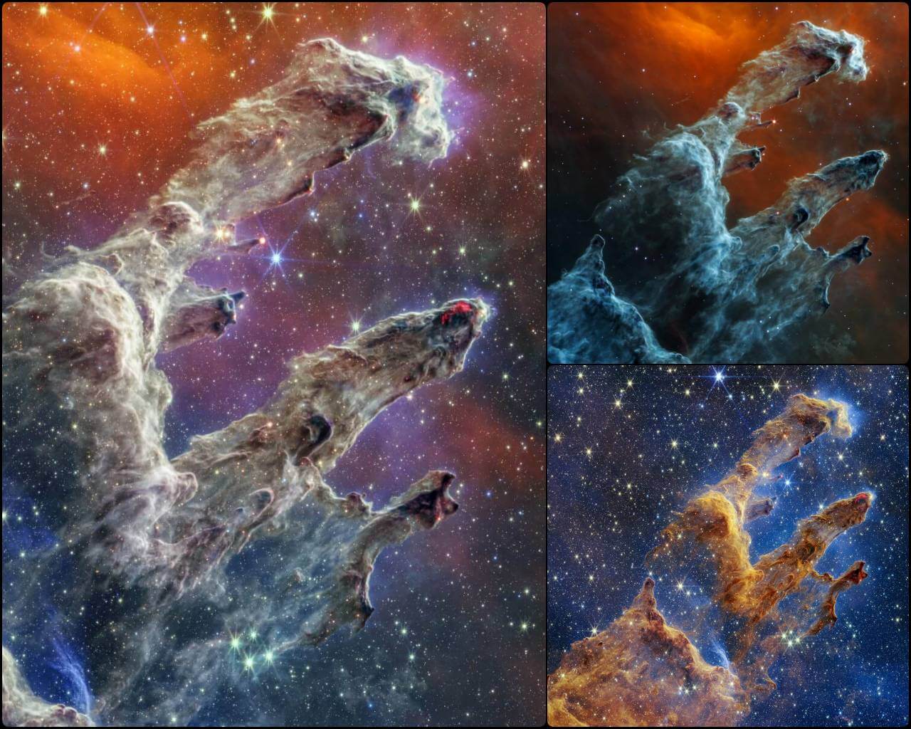 「創造の柱（Pillars of Creation）」の比較画像と動画【今日の宇宙画像】