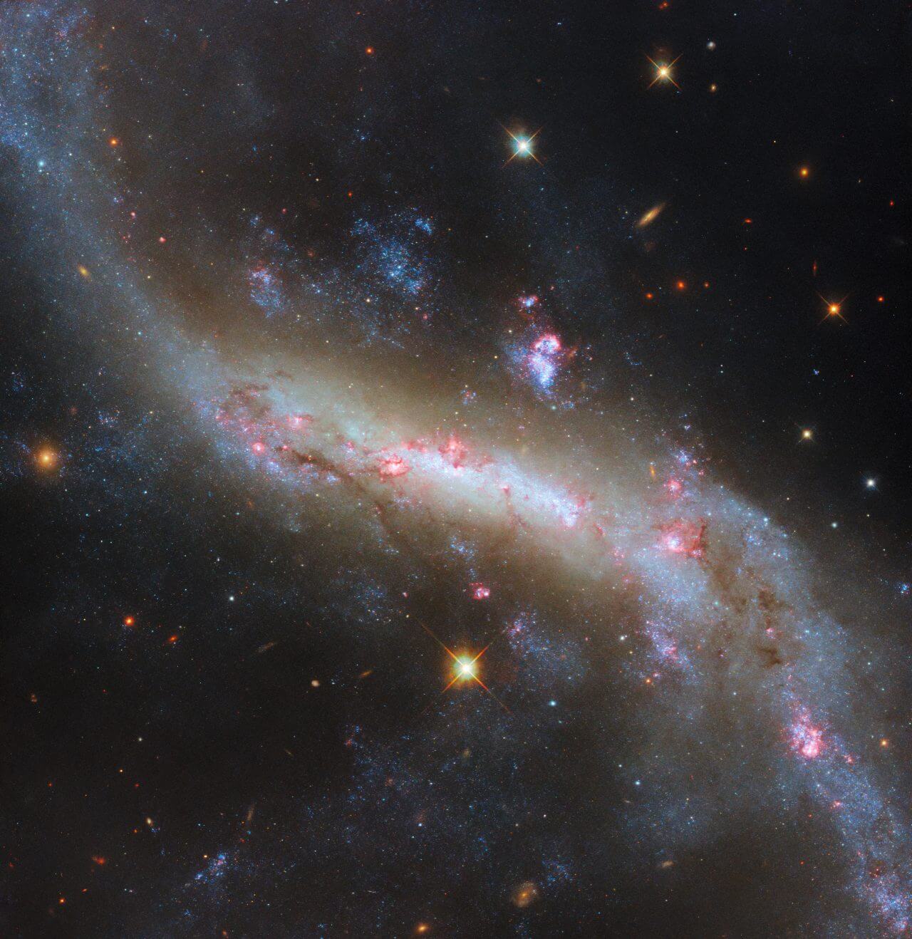 【▲ ハッブル宇宙望遠鏡（HST）の広視野カメラ3（WFC3）で撮影された棒渦巻銀河「NGC 4731」（Credit: ESA/Hubble & NASA, D. Thilker）】