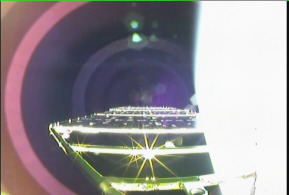 【▲ 先進レーダ衛星「だいち4号（ALOS-4）」のモニタカメラで撮影された展開後の太陽電池パドル2（-Y面）（Credit: JAXA）】