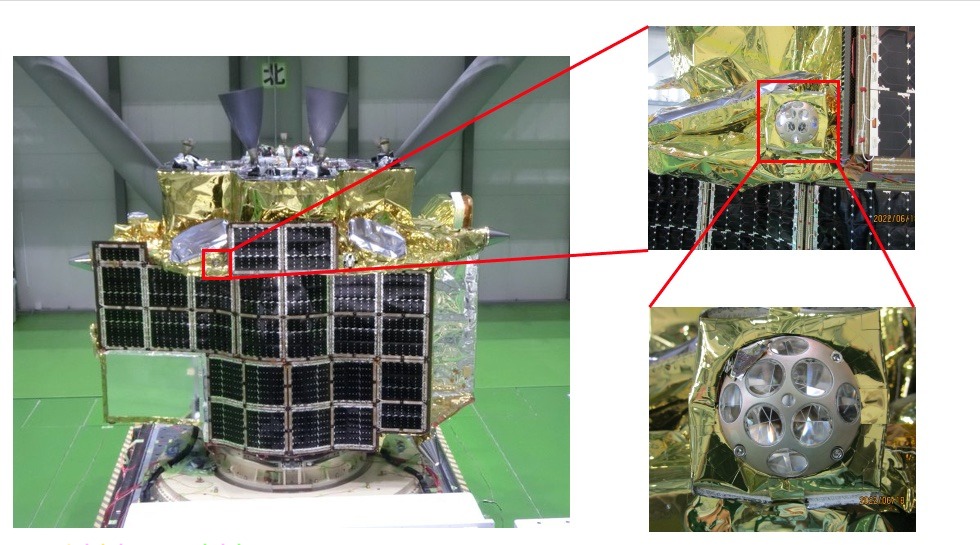 【▲ SLIMのレーザーリトロリフレクター搭載位置を示した図（Credit: JAXA）】