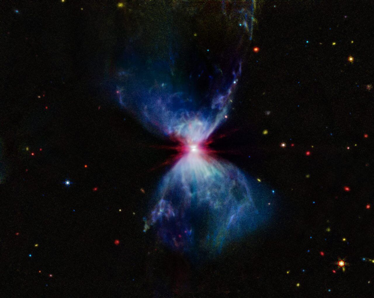 【▲ ジェイムズ・ウェッブ宇宙望遠鏡の中間赤外線観測装置（MIRI）で観測された暗黒星雲「L1527」（Credit: NASA, ESA, CSA, STScI）】