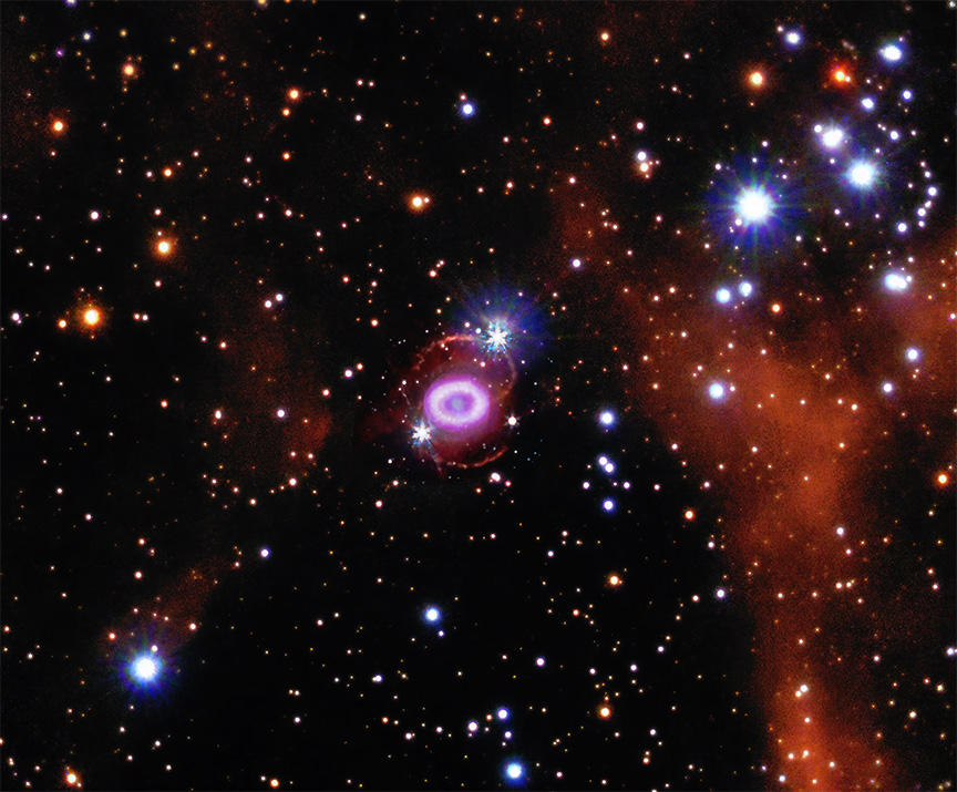 Supernova remnant SN 1987A where neutrinos were detected from images celebrating the 25th anniversary of the launch of the Chandra X-ray Space Telescope Sorae's portal to the universe