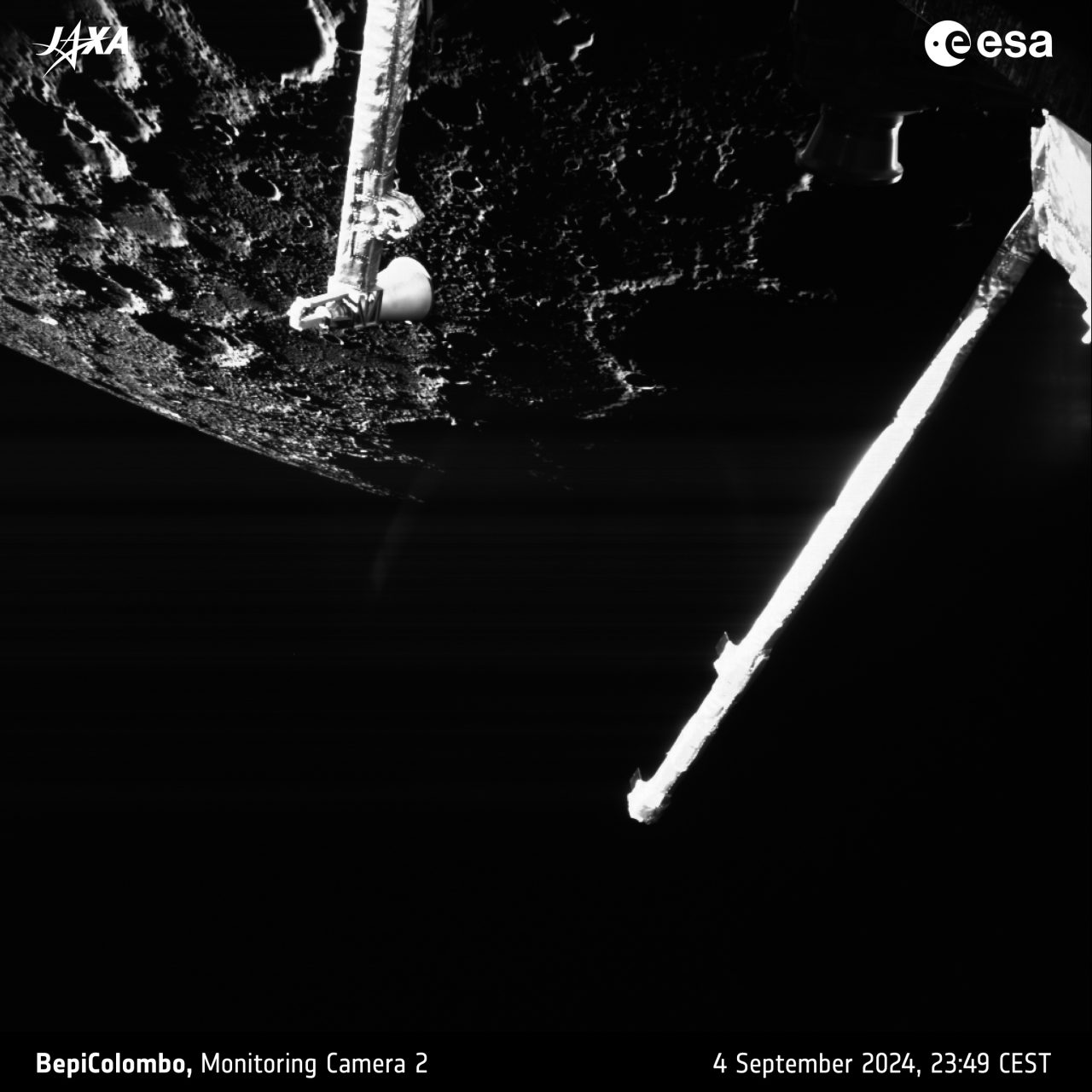 BepiColombo探査機の第4回水星スイングバイ時に撮影された水星