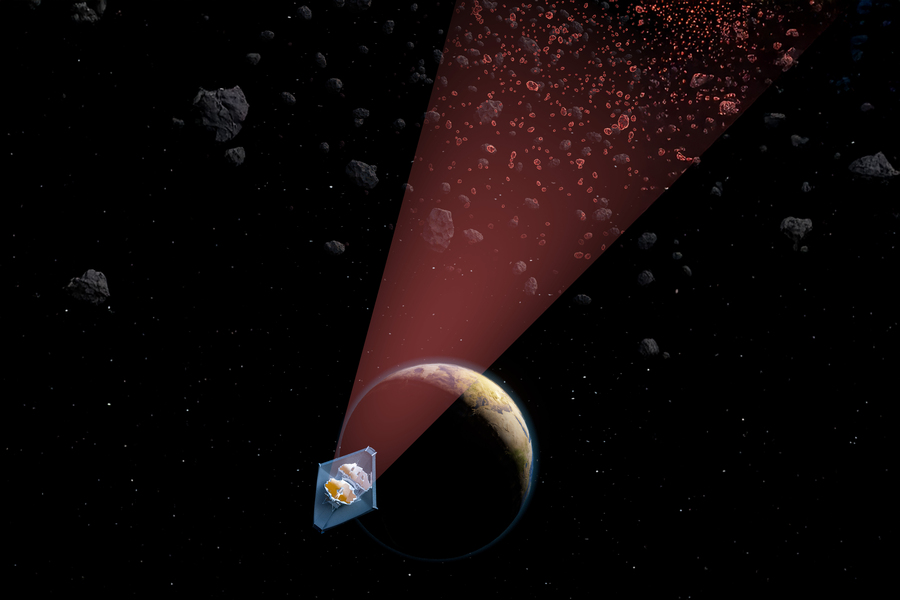 図1: ジェイムズ・ウェッブ宇宙望遠鏡の観測データにより、小惑星帯の小さな小惑星を多数発見することに成功しました。（Credit: Ella Maru & Julien de Wit）