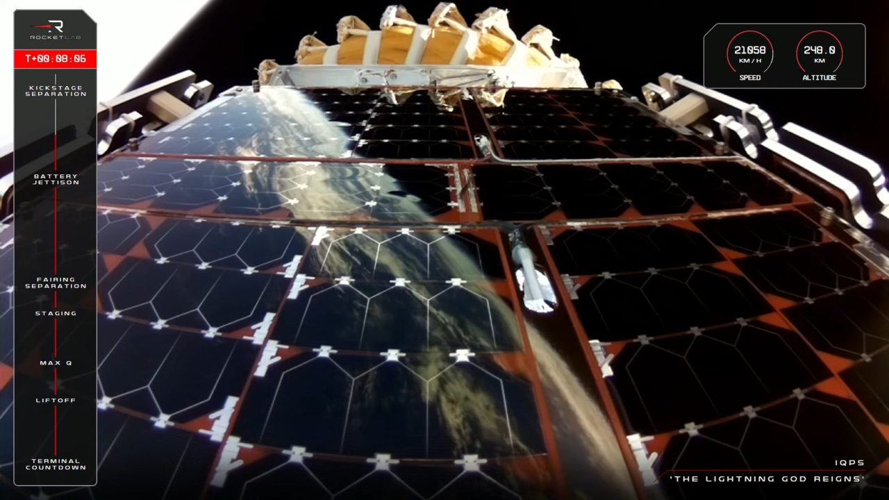 打ち上げ中のQPS-SAR 9号機「スサノオ-I」の様子。Rocket Labのライブ配信から(Credit: Rocket Lab)