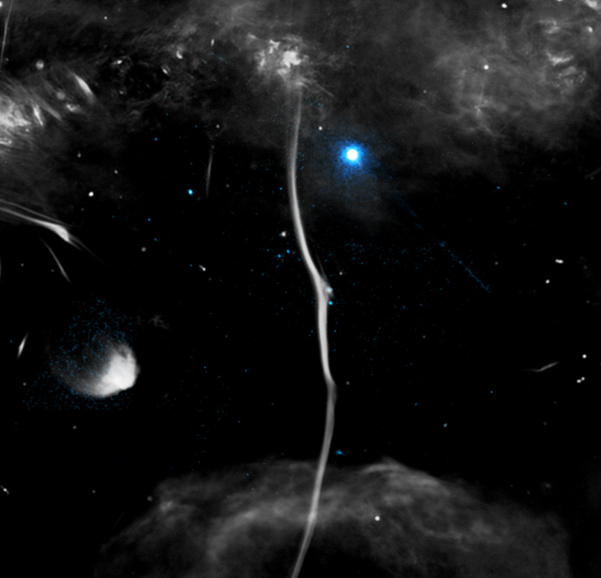 天の川銀河中心方向の“蛇” 折れ曲がった理由はパルサーの衝突?【今日の宇宙画像】