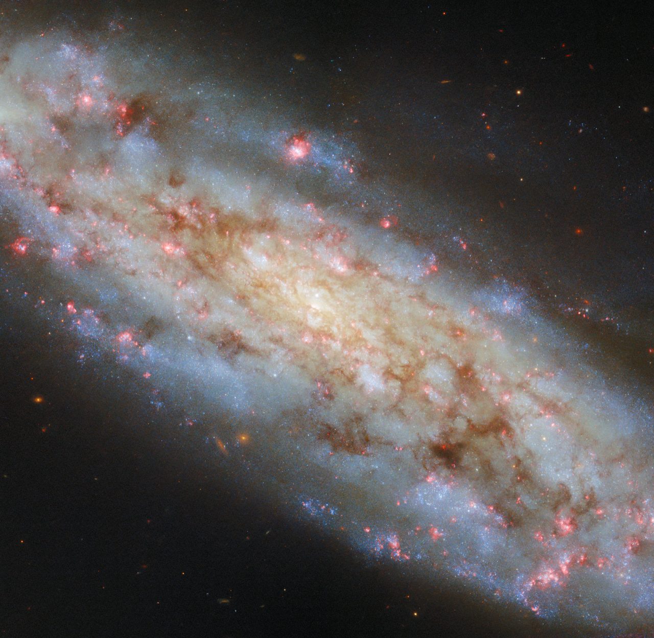 星形成領域に彩られた“コップ座”の渦巻銀河「NGC 3511」【今日の宇宙画像】