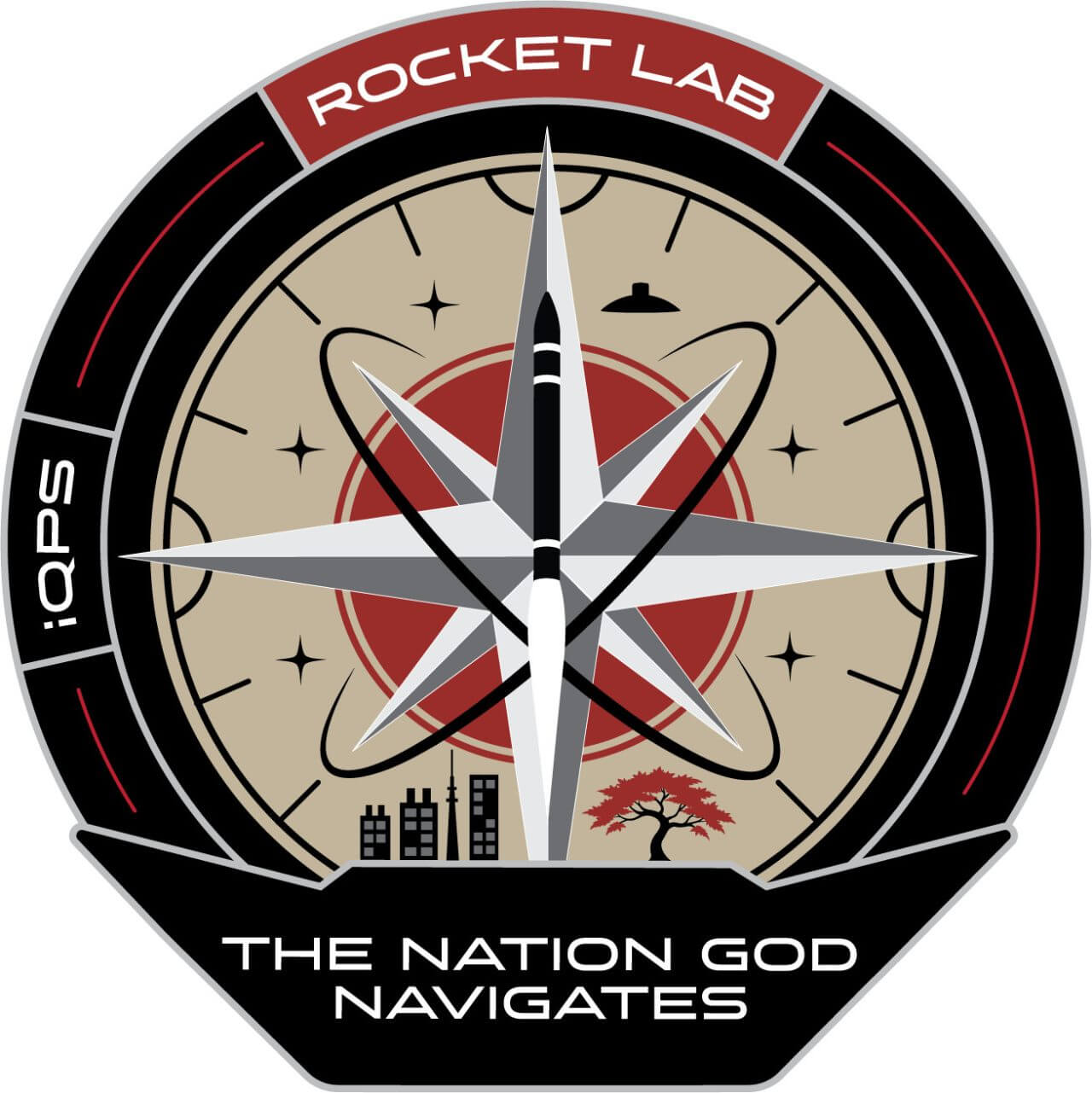 Rocket LabによるQPS-SAR 14号機「ヤチホコ-I」打ち上げミッション「The Nation God Navigates」のミッションパッチ(Credit: Rocket Lab)