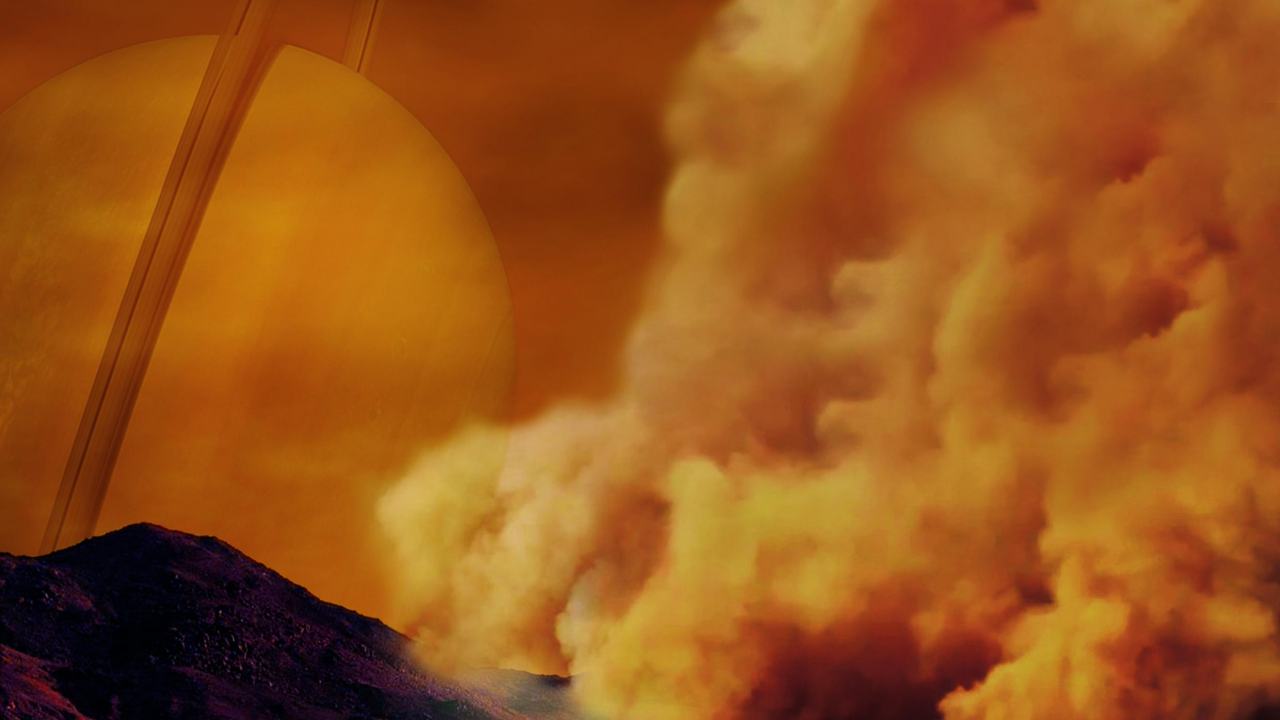 太陽系で砂嵐が観測された3つ目の天体　土星の衛星「タイタン」の地表を描いた想像図