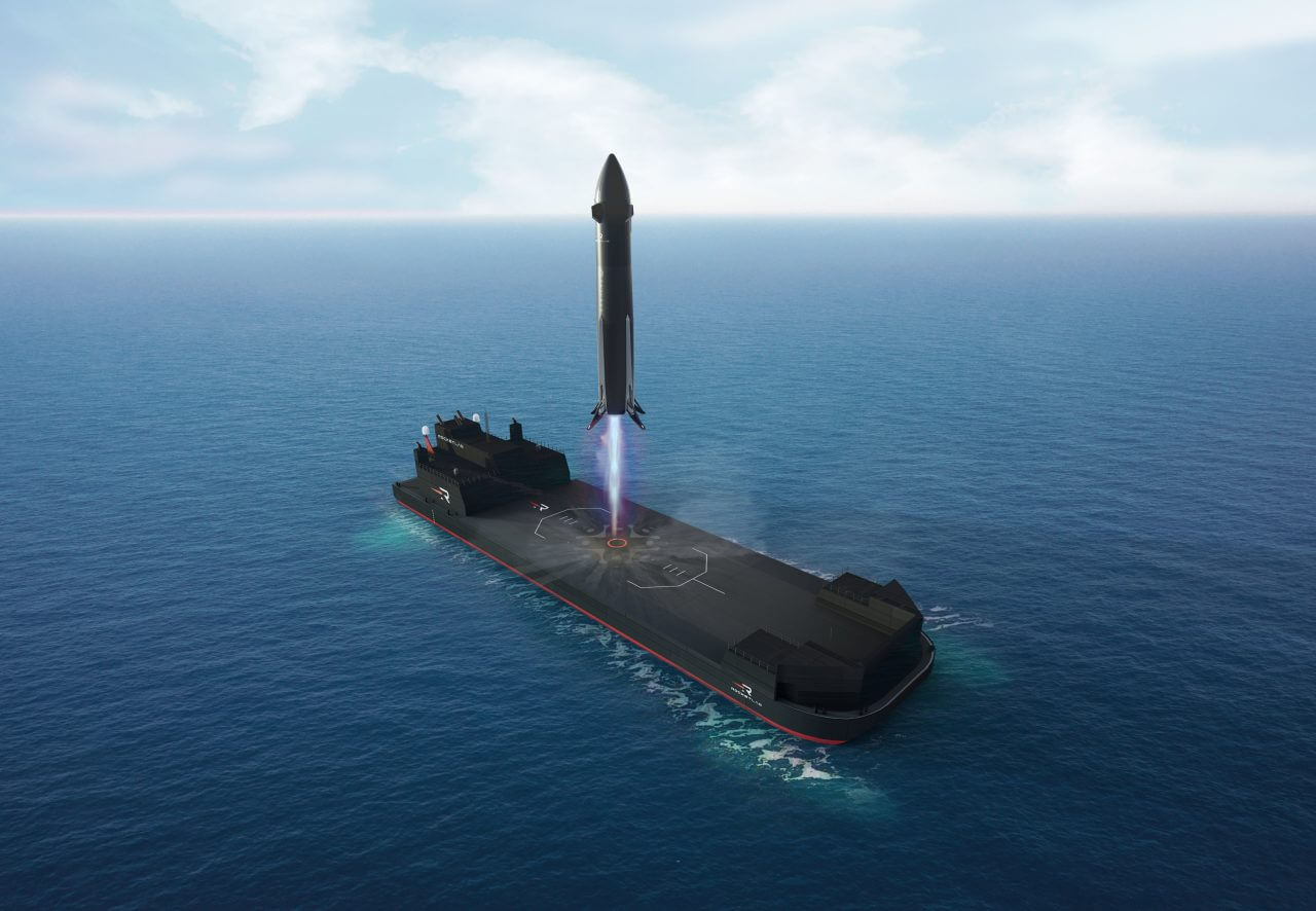 プラットフォームへ海上着陸を行う新型ロケット「Neutron」1段目のCGイメージ（Credit: Rocket Lab）