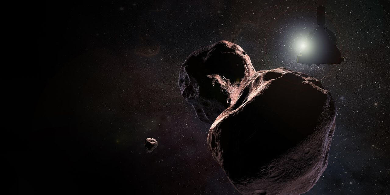 アロコスに接近する探査機「ニュー・ホライズンズ」のイメージ画像（Credit: NASA/Johns Hopkins University Applied Physics Laboratory/Southwest Research Institute/Steve Gribben）