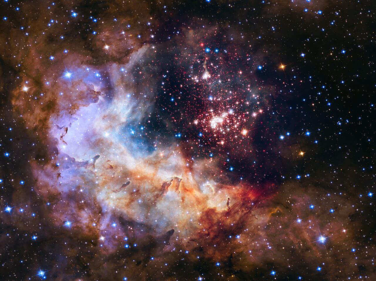 ハッブル宇宙望遠鏡（HST）の打ち上げ25周年記念画像として2015年に公開された星団「Westerlund 2」（Credit: NASA, ESA, the Hubble Heritage Team (STScI/AURA), A. Nota (ESA/STScI), and the Westerlund 2 Science Team）