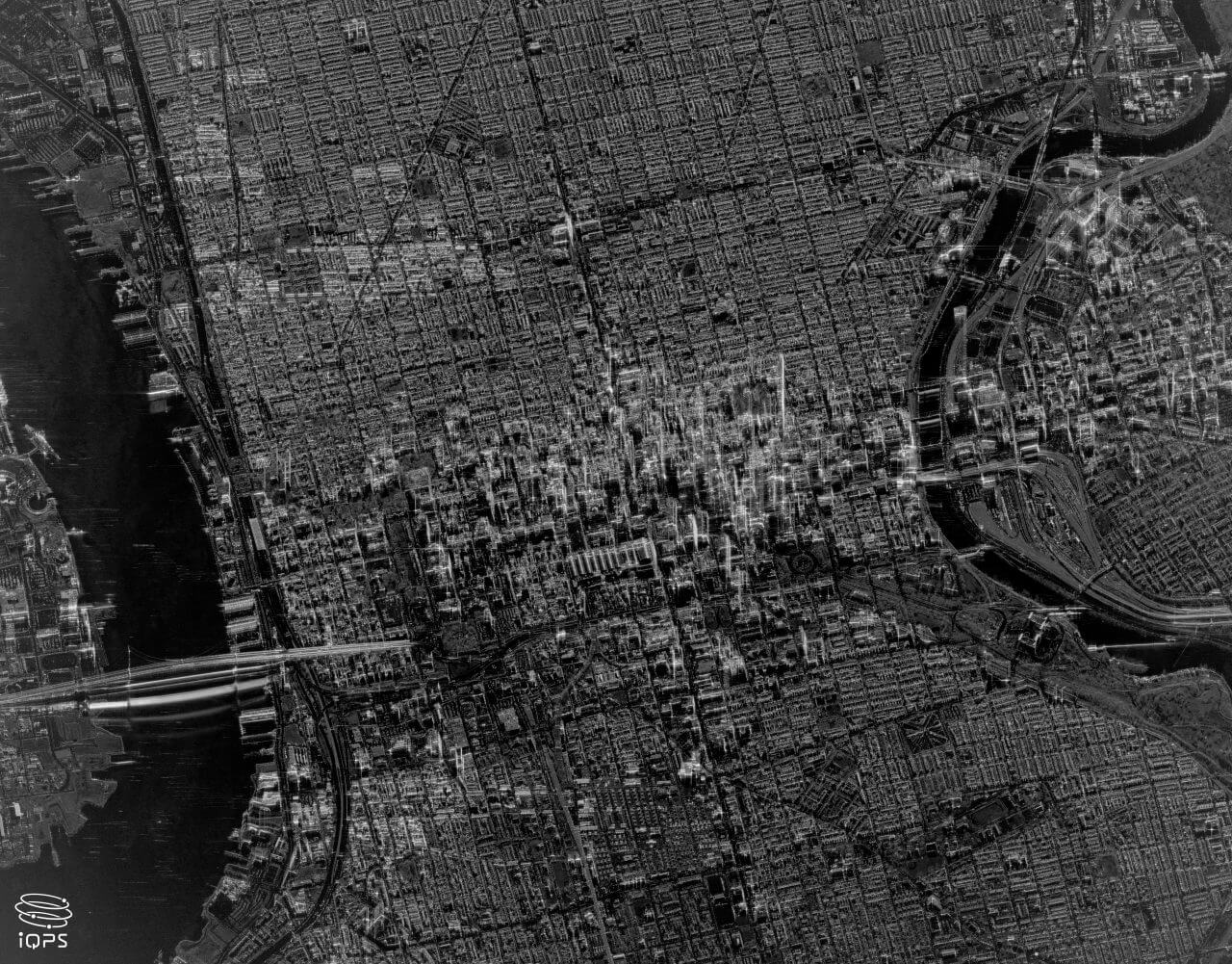 QPS-SAR 14号機「ヤチホコ-I」の合成開口レーダー（SAR）で現地時間2025年11月26日14時37分に取得したアメリカ・ペンシルベニア州のフィラデルフィアの様子（Credit: QPS研究所）