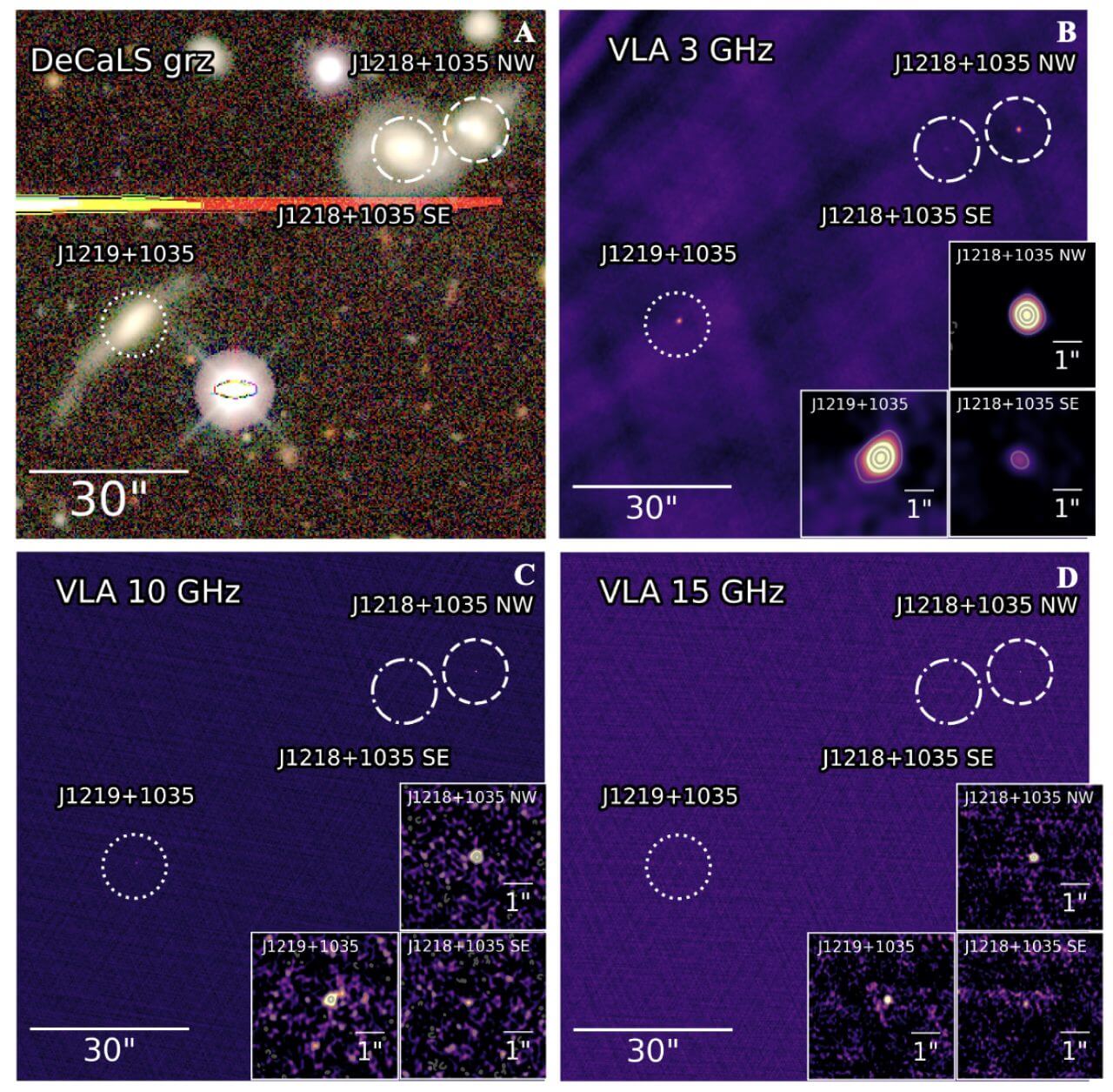 合体しつつある3つの銀河と活発なブラックホール 12億光年先の相互作用