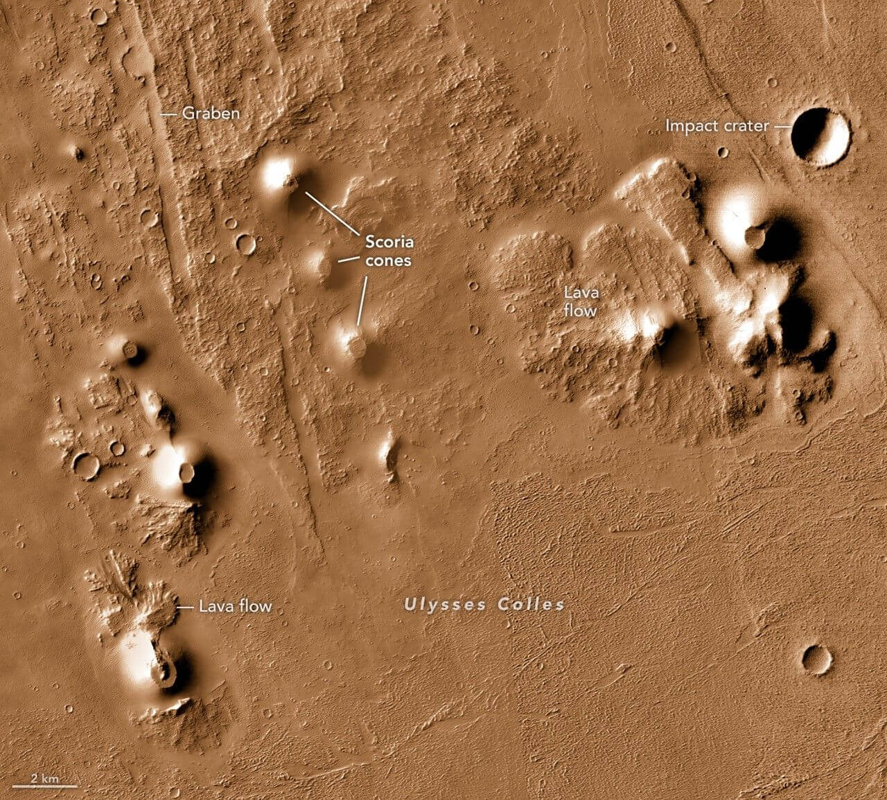 火星探査機「MRO（マーズ・リコネサンス・オービター）」が観測したユリシーズ・コールス（Credit: NASA）
