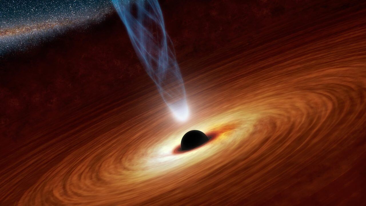 天の川銀河中心の巨大なブラックホールが吹かせる「風」の証拠を発見 50年来の謎を解明 2 ジェットを噴出させているブラックホールの想像図。周囲には降着円盤が形成されている(Credit: NASA/JPL-Caltech)