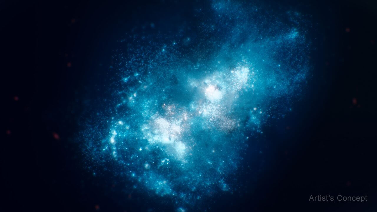 初期宇宙の銀河「MXDFz4.4」の想像図（Credit: Illustration: NASA, ESA, Leah Hustak (STScI)）