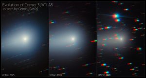 去りゆく恒星間天体「3I/ATLAS」　ジェミニ北望遠鏡が捉えた色の変化
