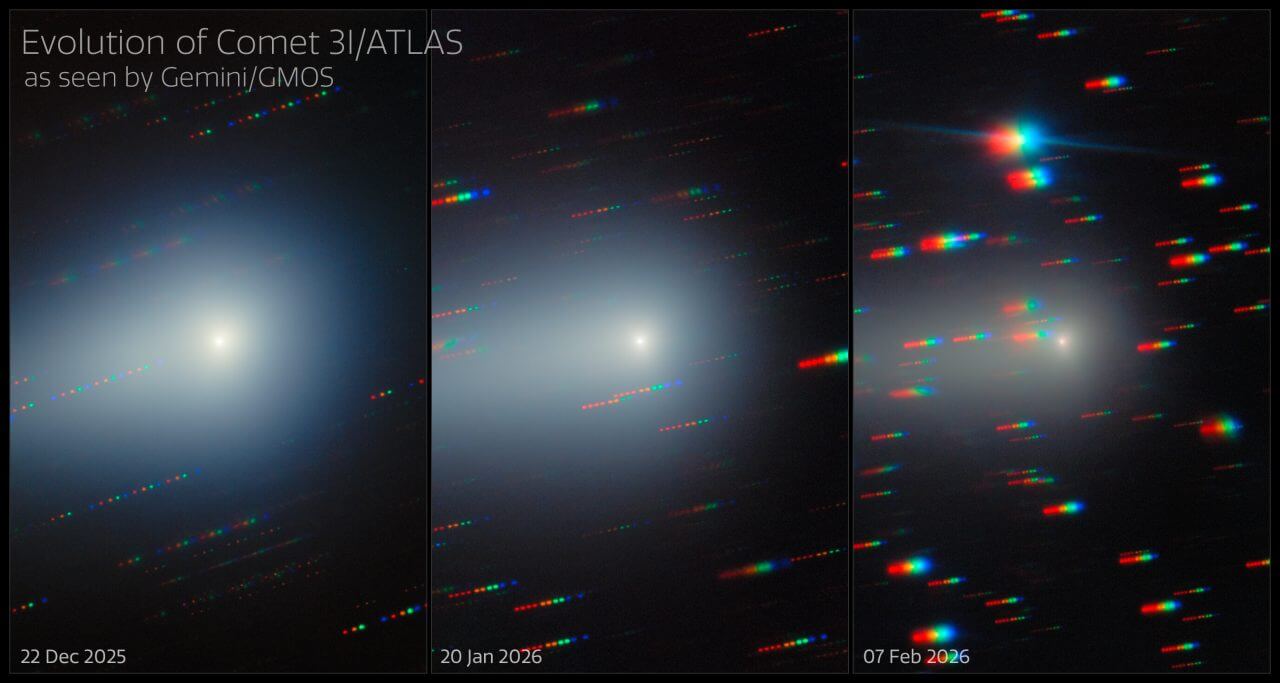 去りゆく恒星間天体「3I/ATLAS」 ジェミニ北望遠鏡が捉えた色の変化