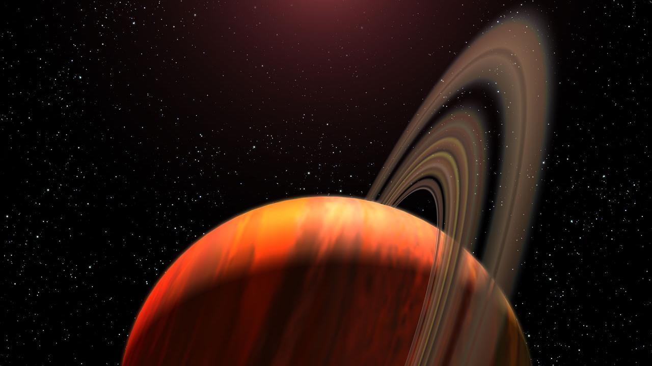 こんな系外惑星が存在するのか？　ハッブルの観測で姿が見えてきた巨大ガス惑星の想像図