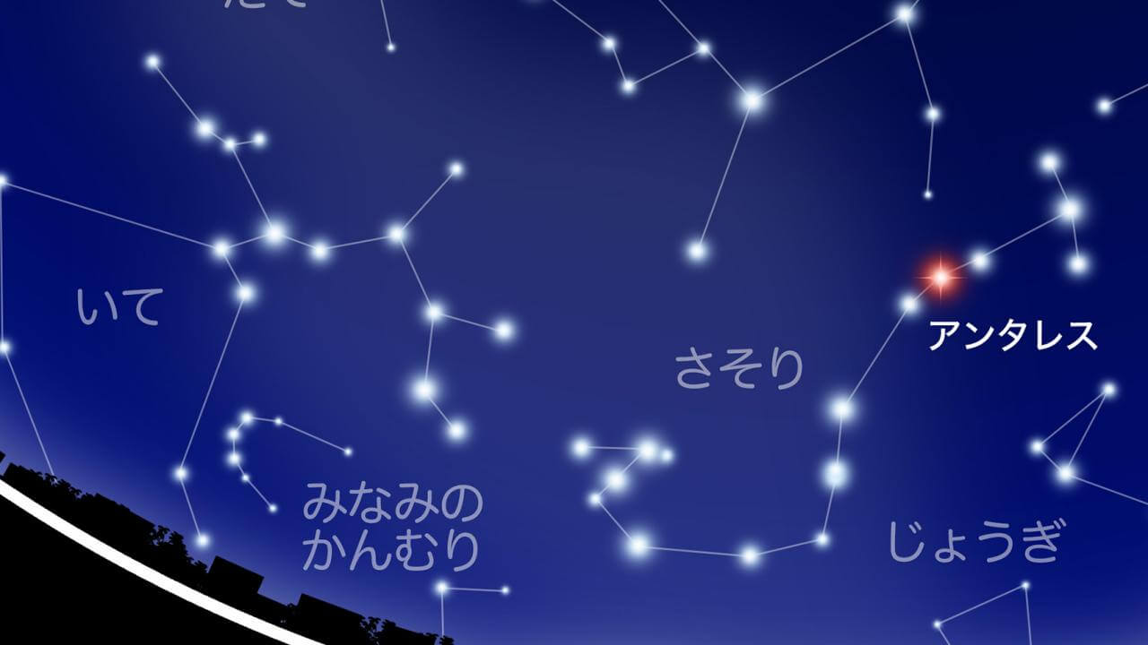 2026年7月の星空情報:さそり座や夏の大三角を楽しもう 3 南の空に見える、さそり座(右側)と いて座(左側)の位置関係(Credit: 国立天文台)