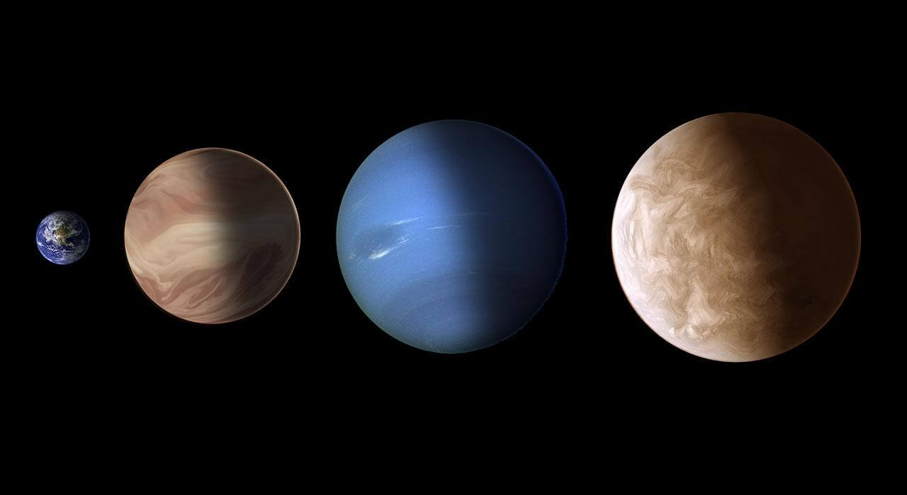 地球や海王星と大きさを比較 系外惑星GJ 436bとGJ 1214b