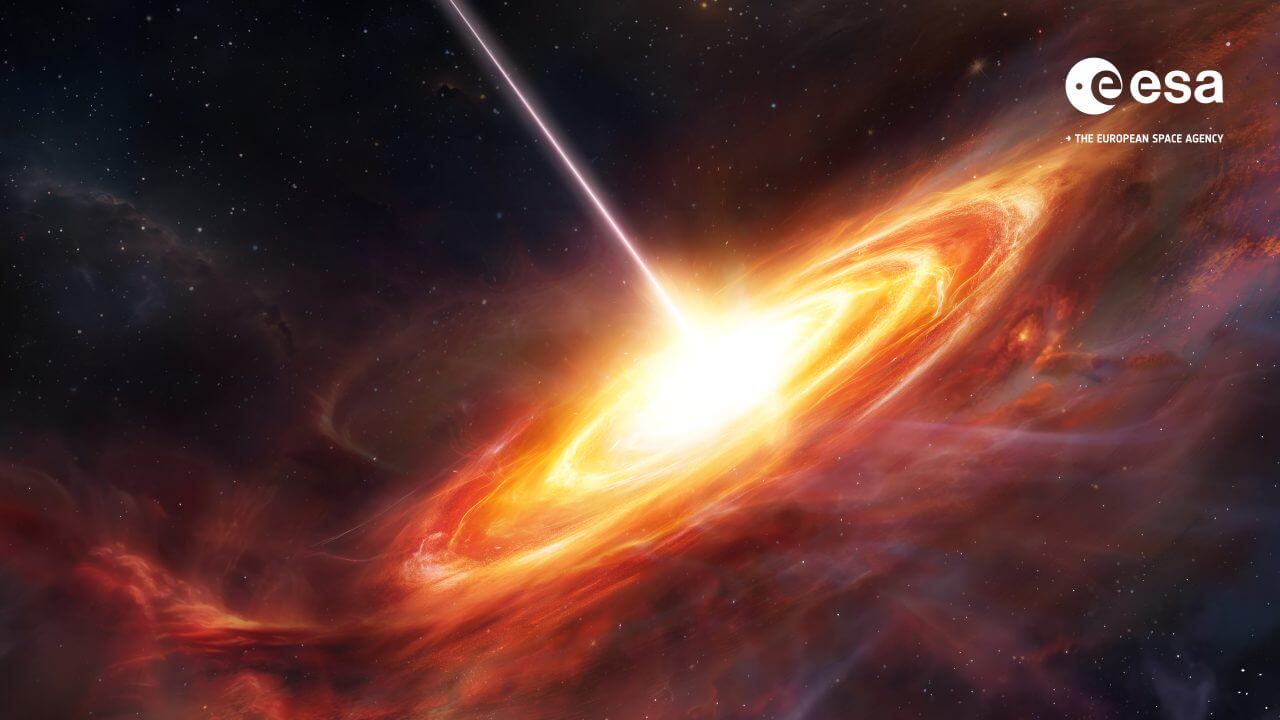 ESA宇宙望遠鏡「ユークリッド」のデータから観測史上最古のクエーサーを発見 約131億年前に存在 1 クエーサーの想像図(Credit: ESA)