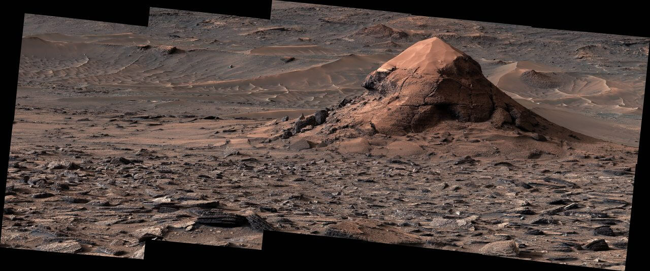 「多角形の海」にそびえる火星の岩山「ミラフローレス」 キュリオシティが撮影 1 キュリオシティが2026年6月11日に撮影した高さ約6mの丘「ミラフローレス」(Credit: NASA/JPL-Caltech/MSSS)