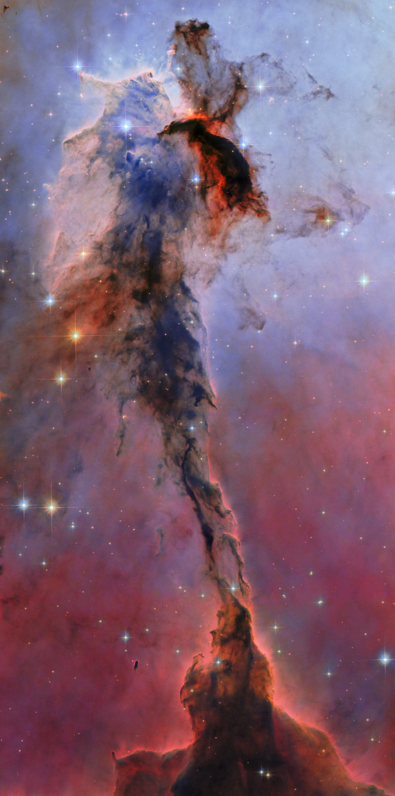 うねりそびえるガスと塵の巨大な柱 ハッブル宇宙望遠鏡が観測した「わし星雲」の暗黒星雲