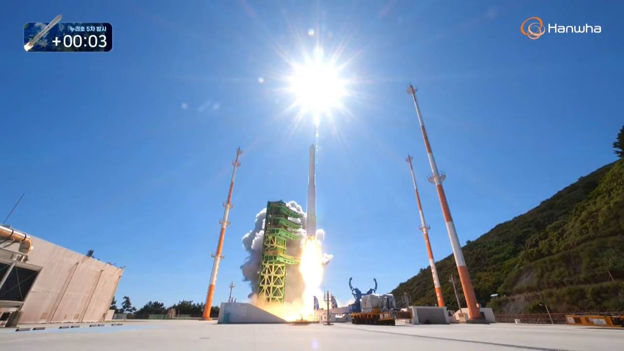 羅老宇宙センターから打ち上げられた「ヌリ号」5号機(Credit: KASA)