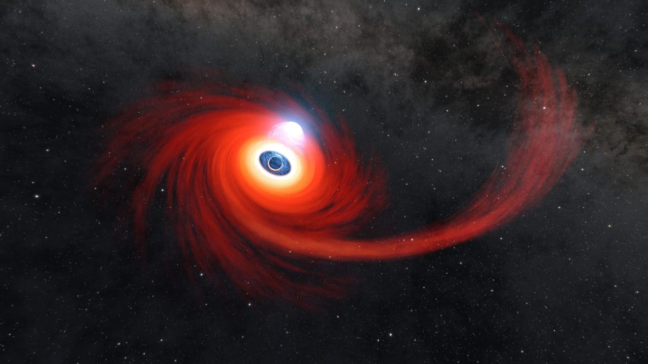 接近した恒星を破壊するブラックホールの想像図（Credit: NASA/JPL-Caltech）
