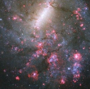 花咲くような“星のゆりかご”の輝き　ハッブル宇宙望遠鏡が観測した棒渦巻銀河「NGC 5068」