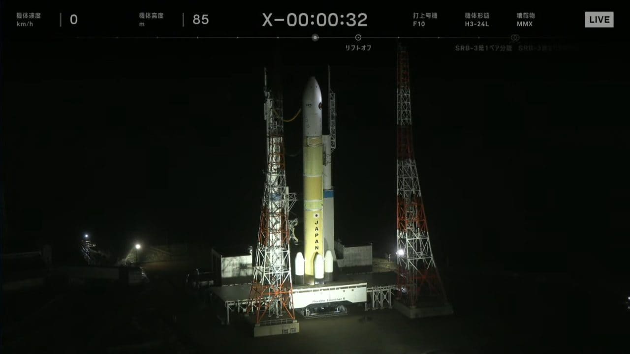 打ち上げカウントダウン中のH3ロケット10号機。JAXAの公式ライブ配信から引用(Credit: JAXA)