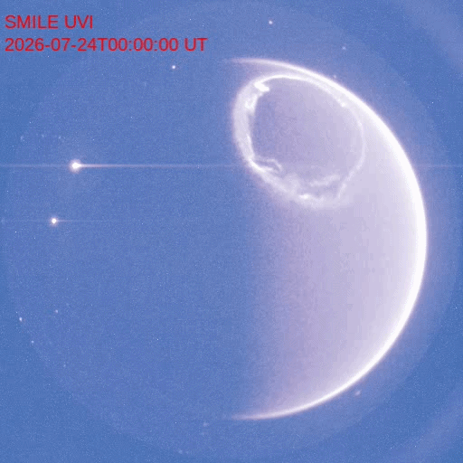 Smile衛星のUVI(紫外オーロラ撮像装置)で観測した地球のオーロラ(Credit: ESA & CAS/Smile/UVI)