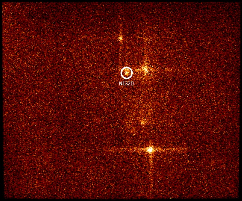 Smile衛星のSXI(軟X線撮像装置)で観測した超新星残骸「N132D」(Credit: ESA & CAS/Smile/SXI)