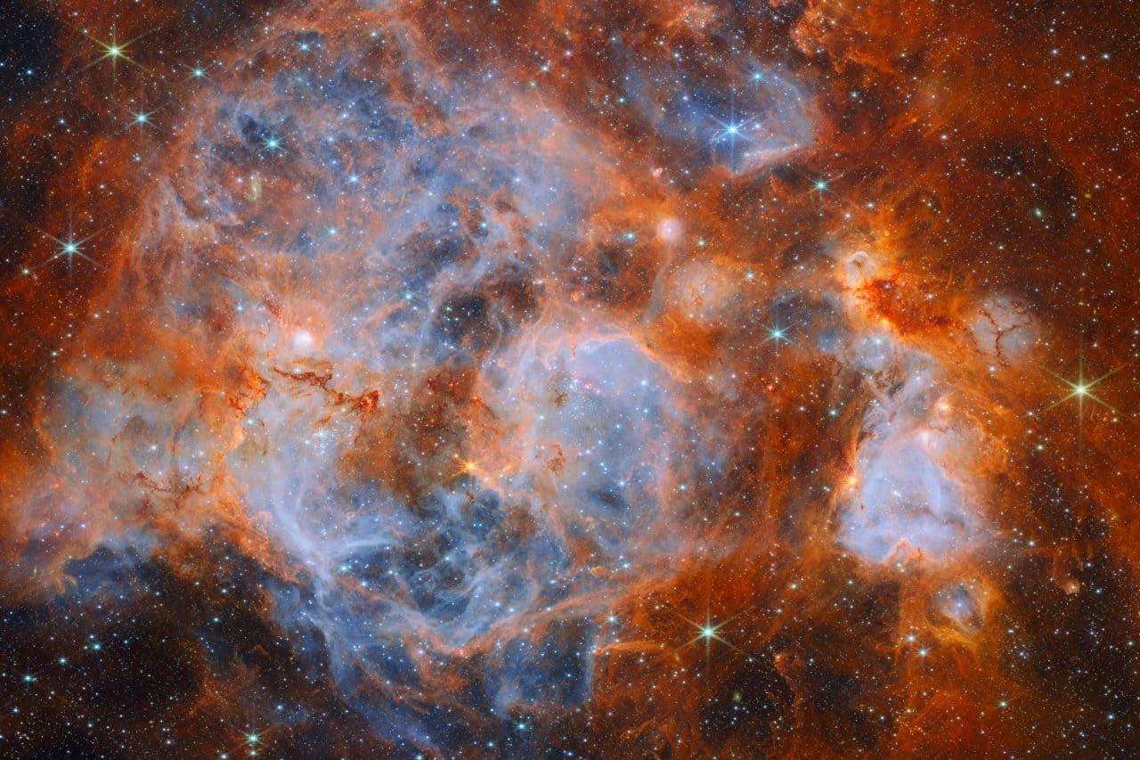 ジェームズ・ウェッブ（James Webb）宇宙望遠鏡が観測した星形成領域「N159」（Credit: ESA/Webb, NASA & CSA, E. Sabbi, M. Zamani (ESA/Webb); Acknowledgement: M. H. Özsaraç）