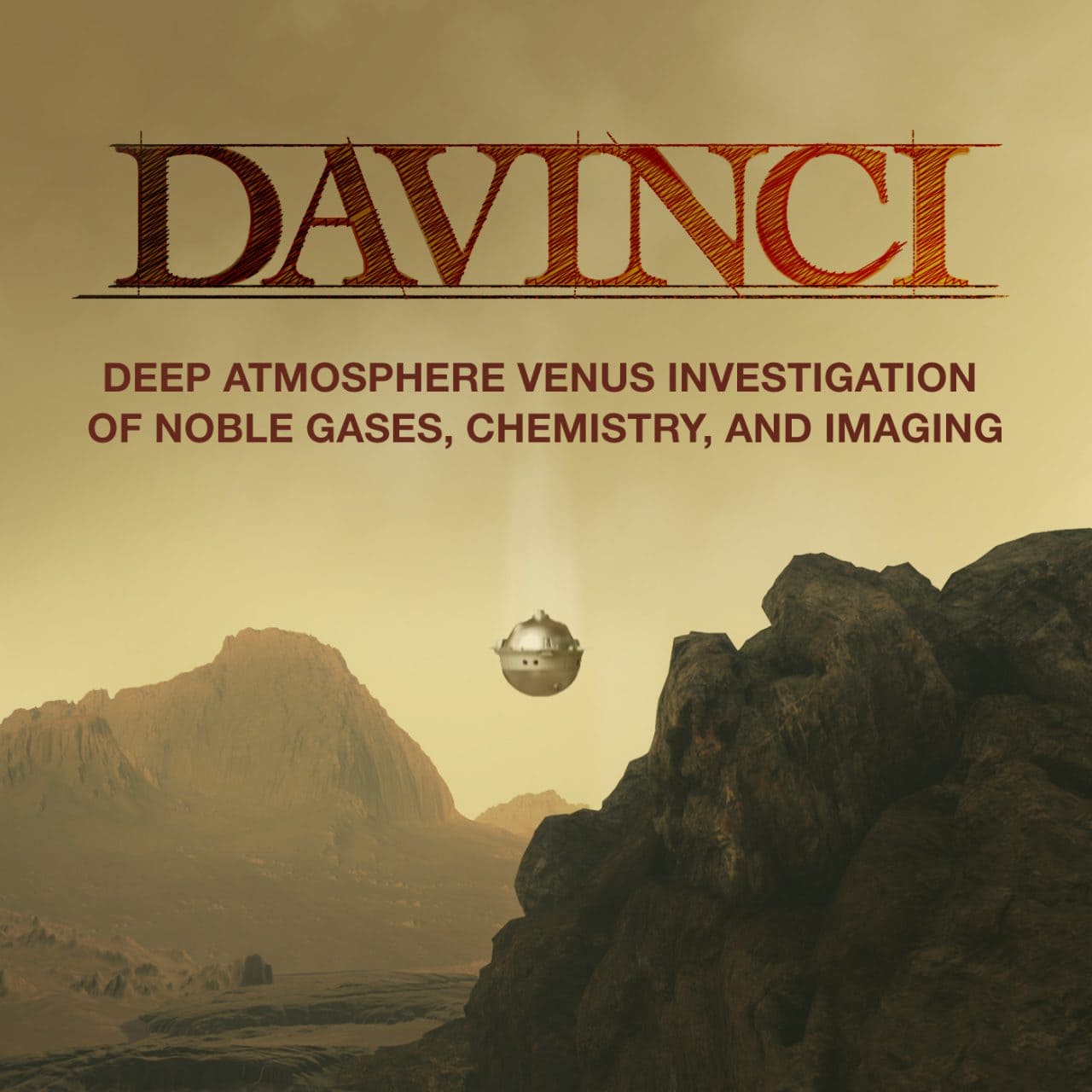 金星の大気を降下するプローブを描いたDAVINCIミッションのイメージイラスト(Credit: NASA’s Goddard Space Flight Center)